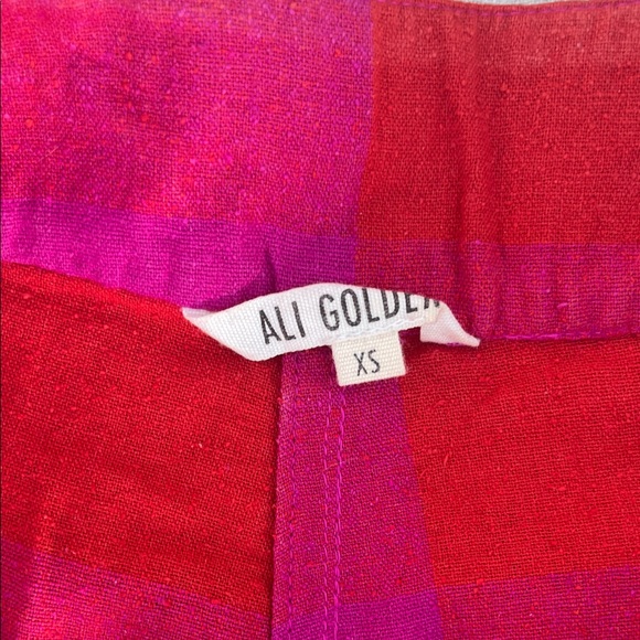 Ali Golden Silk Fly Front Pants w/ Pocket - Poppy/Plaid Pink - Picture 7 of 9